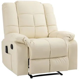 Homcom Massagesessel Elektrisch Fernsehsessel mit Liegefunktion 8 Massagepunkte Creme , Leder , Echtholz,Eukalyptusholz , Füllung: Schaumstoff,Schaumstoff , 99x99x94 cm , Wohnzimmer, Sessel, Massagesessel