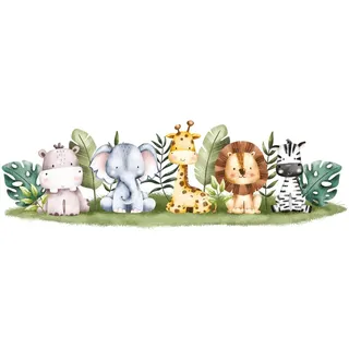 A.S. Création Fototapete Little Zoo 3,75 m x 2,50 m - WALLLOVE Tapete Kinderzimmer mit Tieren in Bunt inkl. Kleister - DD129602