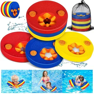 NLMWTI 6 Stück Schwimmscheiben für Kleinkinder, Schwimmhilfe Schwimmscheiben mit Aufbewahrungstasche Arm Schwimmplatte Eva Rund Delphin Schwimmen Schwimmflügel für Kinder Für Lernen/Training