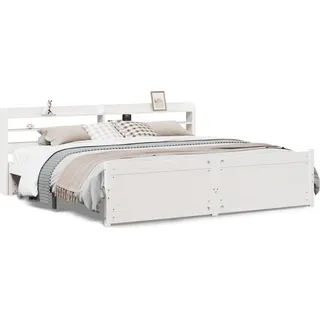 vidaXL Bettgestell mit Kopfteil ohne Matratze Weiß 180x200 cm - Weiß