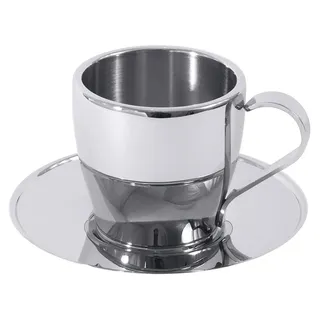 Espresso-/ Cappuccinotasse (hier: Kaffee-/Cappuccino-Tasse) - Silber
