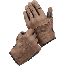 BROGER California Motorradhandschuhe Herren | Leder | Knöchelprotektoren | Flexible Elemente | Perforierte Finger | Touchscreenfreundliche Pads