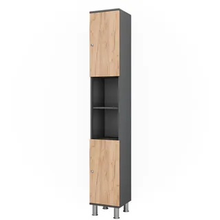 Vicco Fynn Hochschrank 30 x 190 cm Anthrazit/Goldkraft Eiche Holz