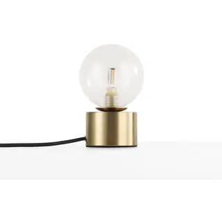Tischleuchte mit transparenter Glaskugel und goldenem Metallsockel G9 „Warschau“