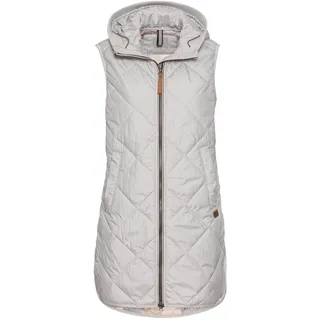 camel active Damen Lange Weste mit Kapuze aus recyceltem Polyester Silber, womenswear-38