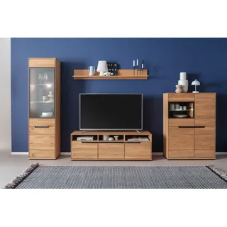 MCA living »Araya Wohnkombination I« Komplett-Set, optional: Glaskantenbeleuchtung, 4 Stk. tlg., braun