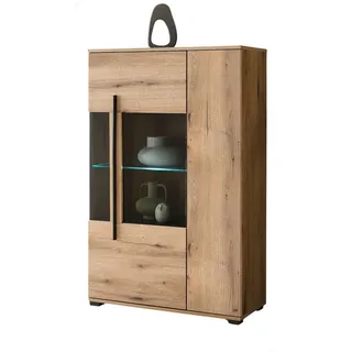furn.design Vitrine Highboard Eiche Evoke 90 x 140 x 37 cm Grau