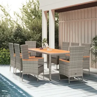 Praktischen Gartenmöbel Set Balkonmöbel-Set 9-tlg. Garten-Essgruppe mit Kissen Grau Poly Rattan - Gartenmöbelgarnituren ,design Möbel 8879832 4parcel - Grau