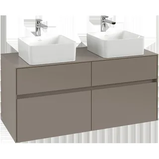 Villeroy & Boch Collaro Waschbeckenunterschrank, 4 Auszüge, für 2 Waschbecken, Wandmontage, 1200x548x500mm, C04400VN, Farbe: Front/Korpus: Cashmere Grey, Griff: Cashmere Grey