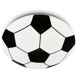 Briloner LED Deckenlampe mit Fußballmotiv, neutralweiße Lichtfarbe, 12 Watt, 1300 Lumen, Lampe Fußball, Deckenleuchte, Wohnzimmerlampe, Kinderzimmer, Jugendzimmer, 27,5x6,5 cm, Schwarz-Weiß