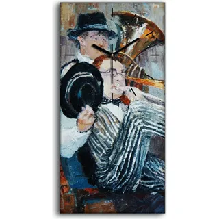 Wanduhr Bürouhr Leinwand Bild 30x60 Foto Malerei die das Orchester spielt - schwarze Hände - Schwarz