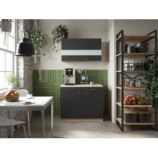 Respekta Buffet 100 x 200 x 60 cm Schwarz/Eichefarben