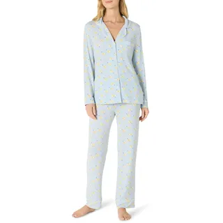 Amazon Essentials Damen Pyjama-Set aus elastischem Modal mit langärmeligem Oberteil mit Knopfleiste vorn und Langer Hose