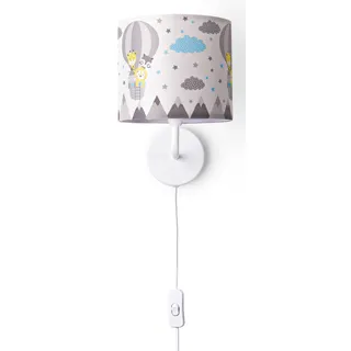 Paco Home Wandleuchte »Cosmo 343«, 1 flammig, Leuchtmittel E14   ohne Leuchtmittel, Lampe Kinderzimmer Stecker âˆ...18cm Heißluftballon Tiere Kabel 3m E14, weiß