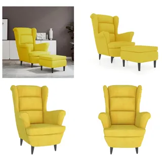 vidaXL Ohrensessel mit Hocker Senfgelb Samt - Sessel Mit Hocker - Ohrensessel Mit Hocker - Sessel - Relaxsessel - Gelb