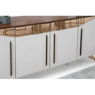 Sideboard Anrichte Kommode Schrank Beige Holz Holzschrank Esszimmer - Beige