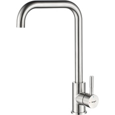 Ibergrif M22111 Edelstahl Küchenarmatur, Einhebel Wasserhahn für Küche mit hoher Auslauf 271 mm, Matt, Grau