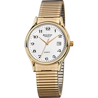 Regent Herren-Armbanduhr gold Analog F-873 Stahl-Armband D2URF873