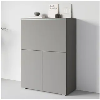 Home Affaire PC-Schrank "Vera, Sekretär, Home-Office-Schreibtisch mit LED-Beleuchtung" 1 Stk. tlg. Multifunktional mit Stauraum, klappbare Tischfläche, LED, B 90 cm, grau pallad