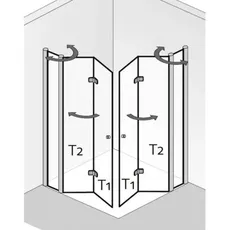 HSK Exklusiv Eckeinstieg mit Drehfalttüren an Nebenteil, Größe: 100 x 100 x 200 cm, Duschkabinen: Standardfarben: ESG klar mit Edelglas