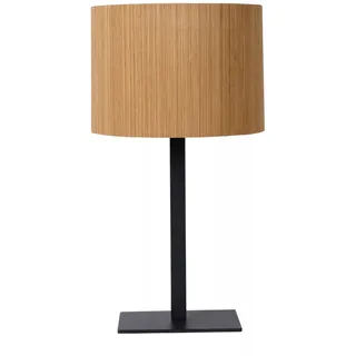 Licht-Erlebnisse Tischlampe Bambus Schwarz Natur 52 cm Hoch E27 Blendarm