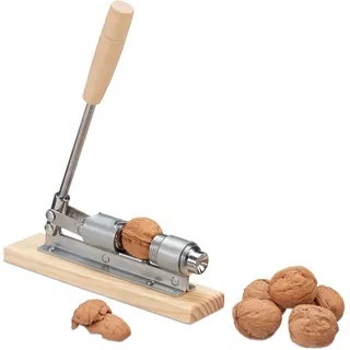 Relaxdays Retro Nussknacker Holz Silber/Natur