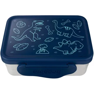 ergobag Edelstahl Brotdose mit Trennfach und Snack-Box, BPA-frei, Spülmaschinenfest Blau