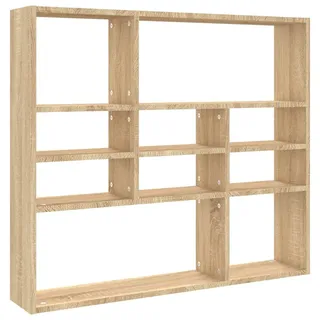 vidaXL Wandregal mit 10 offenen Fächern Hängeregal Wandboard Bücherregal CD DVD Regal Dekoregal Schweberegal Sonoma-Eiche 90x16x78cm Holzwerkstoff