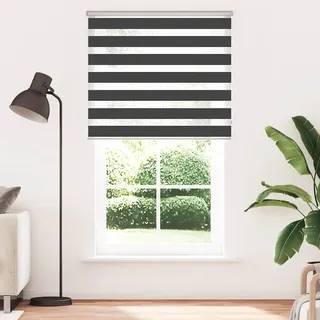 vidaXL Doppelrollo Schwarz 120x200 cm Stoffbreite 115,9 cm Polyester - Schwarz