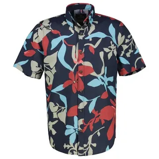 Lerros Kurzarmhemd »LERROS Sommerliches Baumwoll-Leinenhemd in Übergrößen«, blau