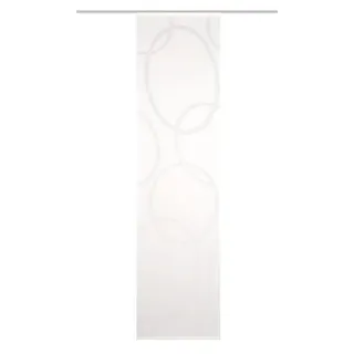 HOME WOHNIDEEN 84991 Halb-transparente Schiebegardine PINALO, Bambus-Optik, Scherli-Motiv, in 2 Größen und 2 Farben (245 x 60cm, wollweiß)