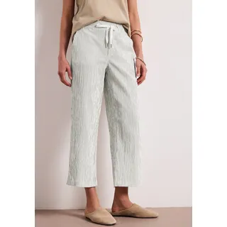 Stoffhose STREET ONE "Style Emee", Damen, Gr. 46, Länge 26, weiß (sanftes weiß (länge 26)), Web, Obermaterial: 57% Baumwolle, 42% Polyester, 1% Elasthan. Futter: 100% Polyester, gestreift, loose fit knöchelfrei, Hosen Stoffhose, mit elastischem Bund