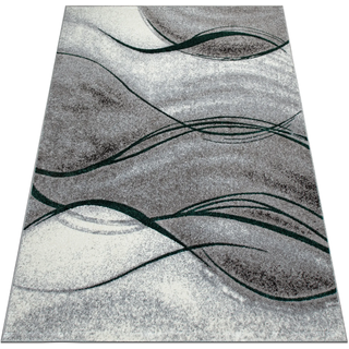 Teppich OTTO HOME "Tritom" Gr. 1, grün (dunkelgrün), B:60cm H:9mm L:90cm, Kunstfaser, Teppiche, Teppich, mit besonders weichem Flor, Kurzflor, modernes Wellen Muster