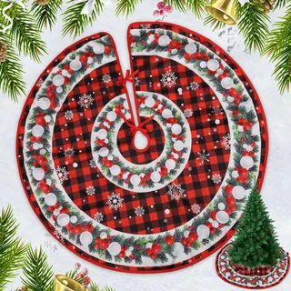 Weihnachtsbaumdecke,GeeRic Weihnachtsbaumdecke Rund,90 cm Christbaumdecke Christmas Tree Skirt Tannenbaum Teppich Weihnachtsbaumständer Abdeckung für Christbaumständer Christbaum