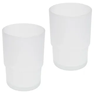 bremermann Glasbecher Weiß, Glas, 6.5x9.5x6.5 cm, Badaccessoires, Zahnputzbecher