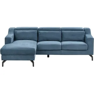 Beliani 4-Sitzer Ecksofa Blau Rechtsseitig