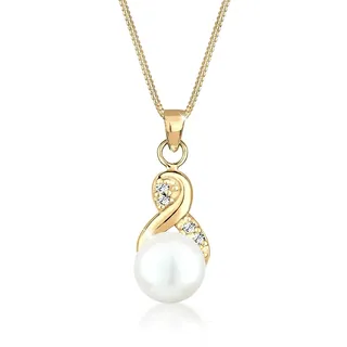 Elli Halskette Infinity Perle mit Kristalle 925 Sterling Silber Gold
