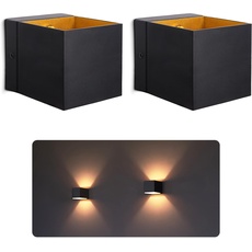 SSC-LUXon 2 Stück EPITA Wandleuchte Innen schwarz - Wandlampe Gold Design Up & Down Leuchte Fassung für 1x G9 Leuchtmittel
