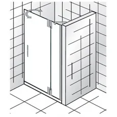 HSK K2P Drehtür an Nebenteil für Nische, Größe: 80,0 x 200,0 cm, Türanschlag rechts, Duschkabinen: Chromoptik: ESG klar