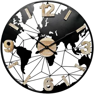 Ambia Home Wanduhr , Braun, Schwarz , Holz, Metall, Kunststoff, Holzwerkstoff , Tanne , massiv , RoHS, Bsci, Ce , Dekoration, Uhren, Wanduhren