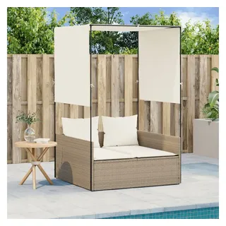 vidaXL Doppel-Sonnenliege 115 x 58 x 20 cm Beige