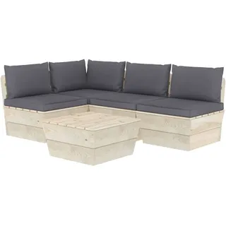 SYFAXTM 5-tlg. Garten-Sofagarnitur aus Paletten mit Kissen Fichtenholz - Grau