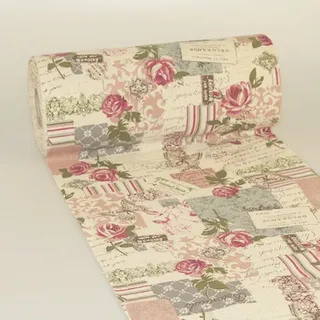 Tischläufer Vintage-Post-Card - 280mm - 15m - col. 53 beige, rosa - 73-280-15-53