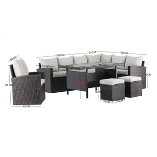 Mandalika Melos XL Polyrattan Dining-Ecklounge braun/creme 501139