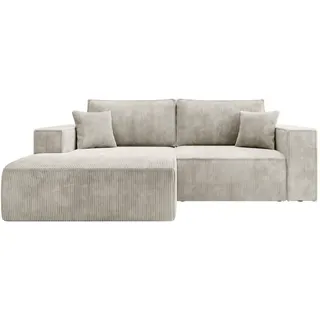 Selsey Ecksofa Farese Mini mit Cordbezug Greige, links , Taupe , Textil , Ottomane links, L-Form,L-Form , 240x167 cm , Wohnzimmer, Sofas & Couches, Wohnlandschaften, Ecksofas