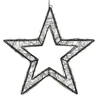 ECD-Germany Led-Weihnachtsstern 38 cm 500 LEDs Extra-Warmweiß mit Timer aus Metall , Schwarz , 38x38x8 cm , Dekoration, Weihnachtsdekoration