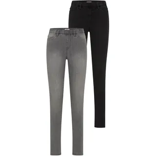 Jeansjeggings FLASHLIGHTS, Damen, Gr. 52, N-Gr, schwarz (schwarz, grau), Jeans, Obermaterial: 80% Baumwolle, 19% Polyester, 1% Elasthan, Basic, eng lang, Jeans Jeansjeggings, enge Passform, Röhrenjeans, Used-Look-Waschung, hohe Leibhöhe