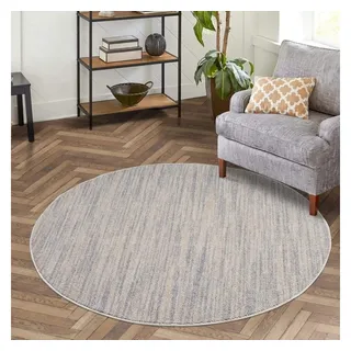Carpet City Kurzflor Teppich Wohnzimmer Grau - 200 cm Rund - Einfarbig, Meliert - Teppiche Modern, Boho für Schlafzimmer, Esszimmer