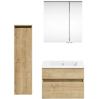 Puris Badezimmer , Eichefarben , Holzwerkstoff , 2 Schubladen , 92.2 cm , Goldenes M, Made in Germany, Dgm , hängend , Badezimmer, Badmöbelsets & Badmöbelserien, Badmöbel-Sets