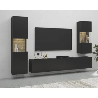 Home Affaire Wohnwand »Ava, Wohnzimmer-Set hängend/stehend montierbar, Vitrine, Lowboard«, braun